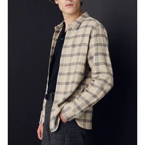 Madewell Men's Sunday Flannel Perfect Shirt Sz S Wet Sand Beige Plaid $89